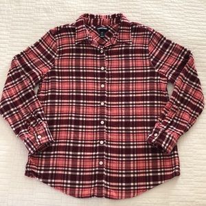 Lands End petite plaid pink FLANNEL BUTTONDOWN 10p